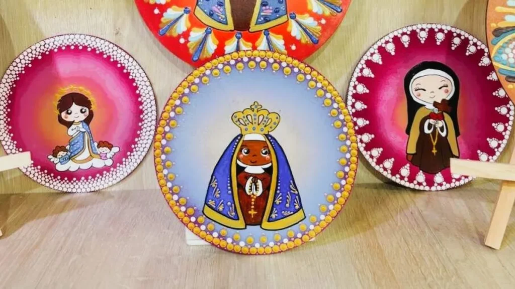 Imagem mandala de nossa senhora faca voce mesmo do artigo Mandala de Nossa Senhora Aparecida em Pontilhismo - Faça Você Mesmo