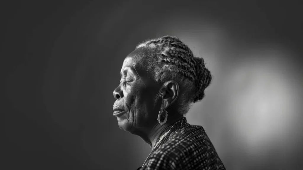 Imagem mulher africana retrato monocromatico do artigo Consciência Negra: um convite à reflexão e ao pertencimento