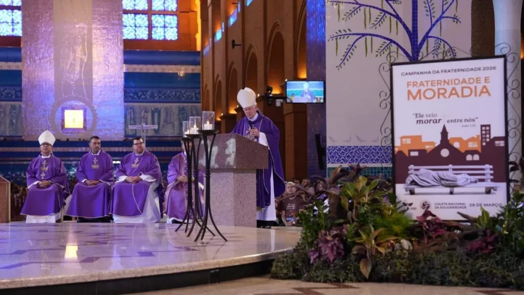 Imagem missa abertura campanha da fraternidade 2026 cartaz do artigo Em Aparecida, CNBB inicia a Campanha da Fraternidade 2026