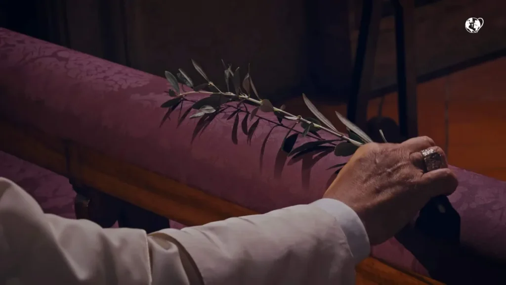 Imagem papa leao xiv segurando um galho de oliveira do artigo Intenção do Papa em março é rezar pela paz e desarmamento