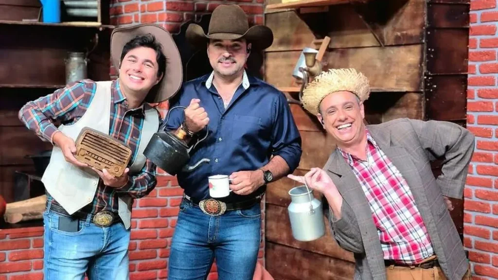 Imagem Trio TDP Loren Ligabo TV Aparecida 1 do artigo Terra da Padroeira recebe João Moreno e Mariano
