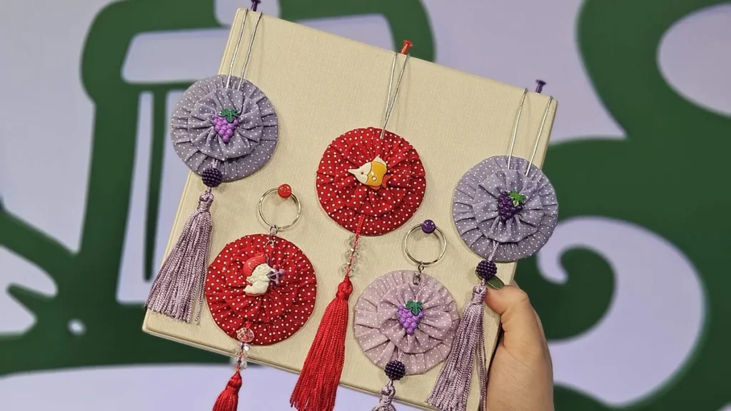 Imagem pingente de fuxico do artigo Pingente Decorativo em Fuxico - Faça Você Mesmo