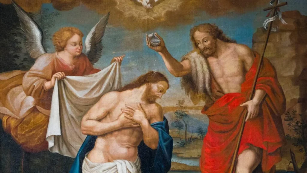 Imagem batismo de jesus com joao batista do artigo Reflexão Semanal: o valor do batismo e a filiação divina